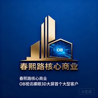 成都某大型商业地产集团的企业标识，该集团在春熙路拥有核心商业物业，是OB视讯裸眼3D大屏项目的首个大型客户。